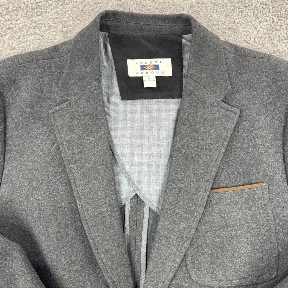 Joseph Abboud Mens Gray Knit Blazer Sport Coat Elbow Patches Size M